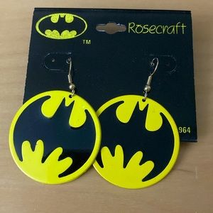 Yellow and Black Bat Symbol Earrings